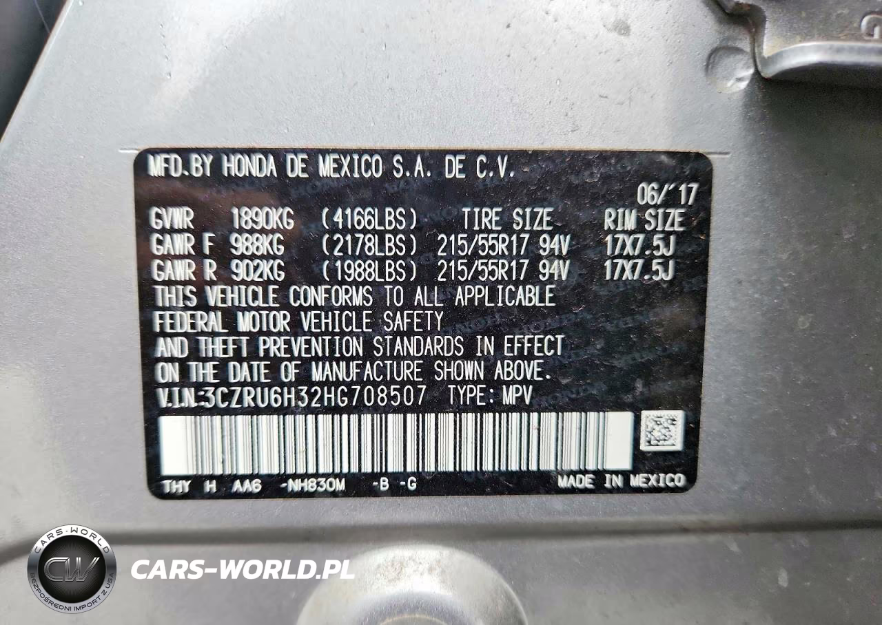 2017 Honda Hr-V Lx VIN:3CZRU6H32HG708507 - 12