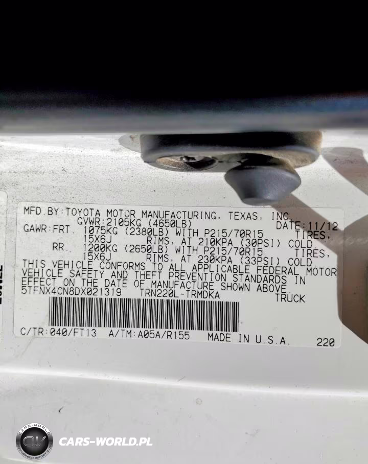 2013 Toyota Tacoma Base VIN:5TFNX4CN8DX021319 - 12