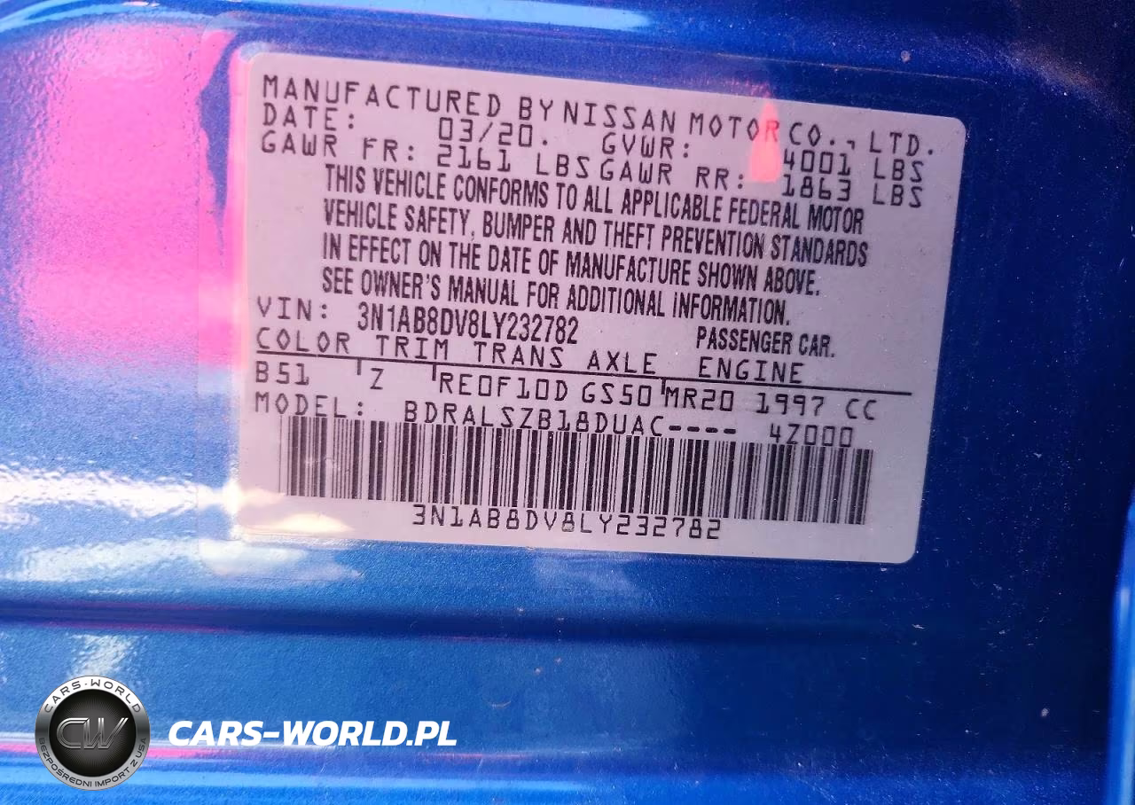 2020 Nissan Sentra Sr VIN:3N1AB8DV8LY232782 - 12