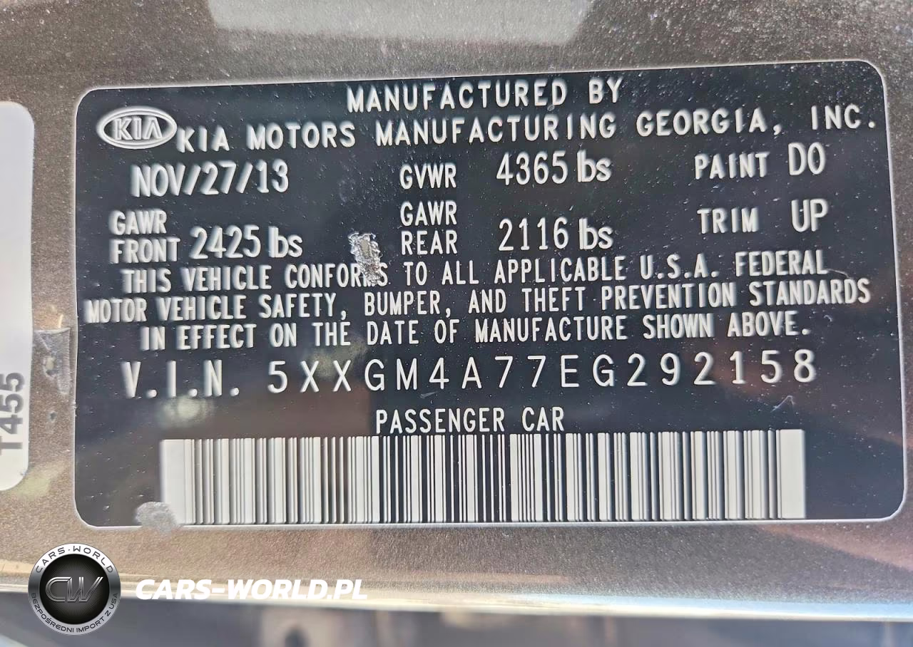 2014 Kia Optima Lx VIN:5XXGM4A77EG292158 - 12