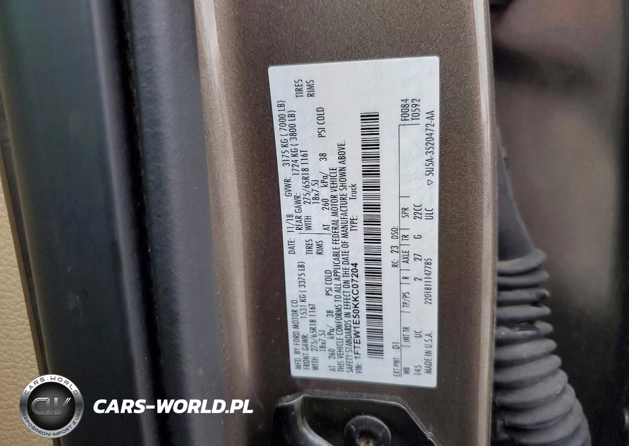 2019 Ford F150 Supercrew VIN:1FTEW1E50KKC07204 - 12