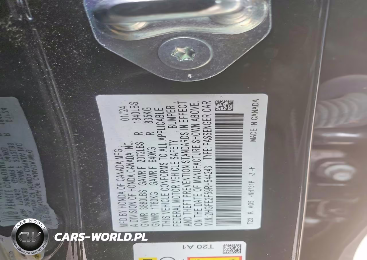 2024 Honda Civic Sport VIN:2HGFE2F59RH544243 - 12