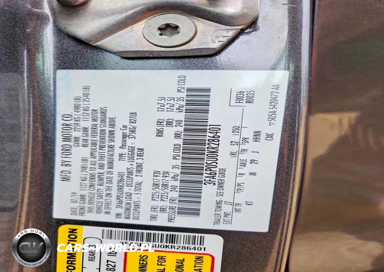 2019 Ford Fusion Titanium VIN:3FA6P0SU0KR286401 - 13
