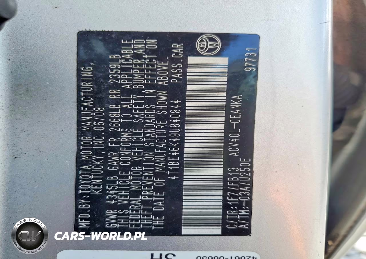 2009 Toyota Camry Le VIN:4T1BE46K49U840844 - 12