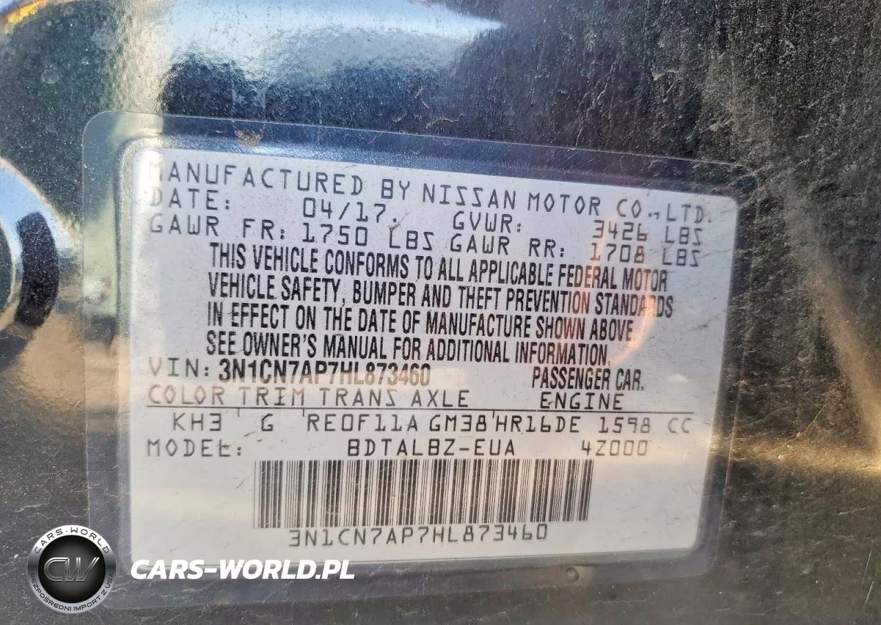 2017 Nissan Versa 1.6 Sv VIN:3N1CN7AP7HL873460 - 12