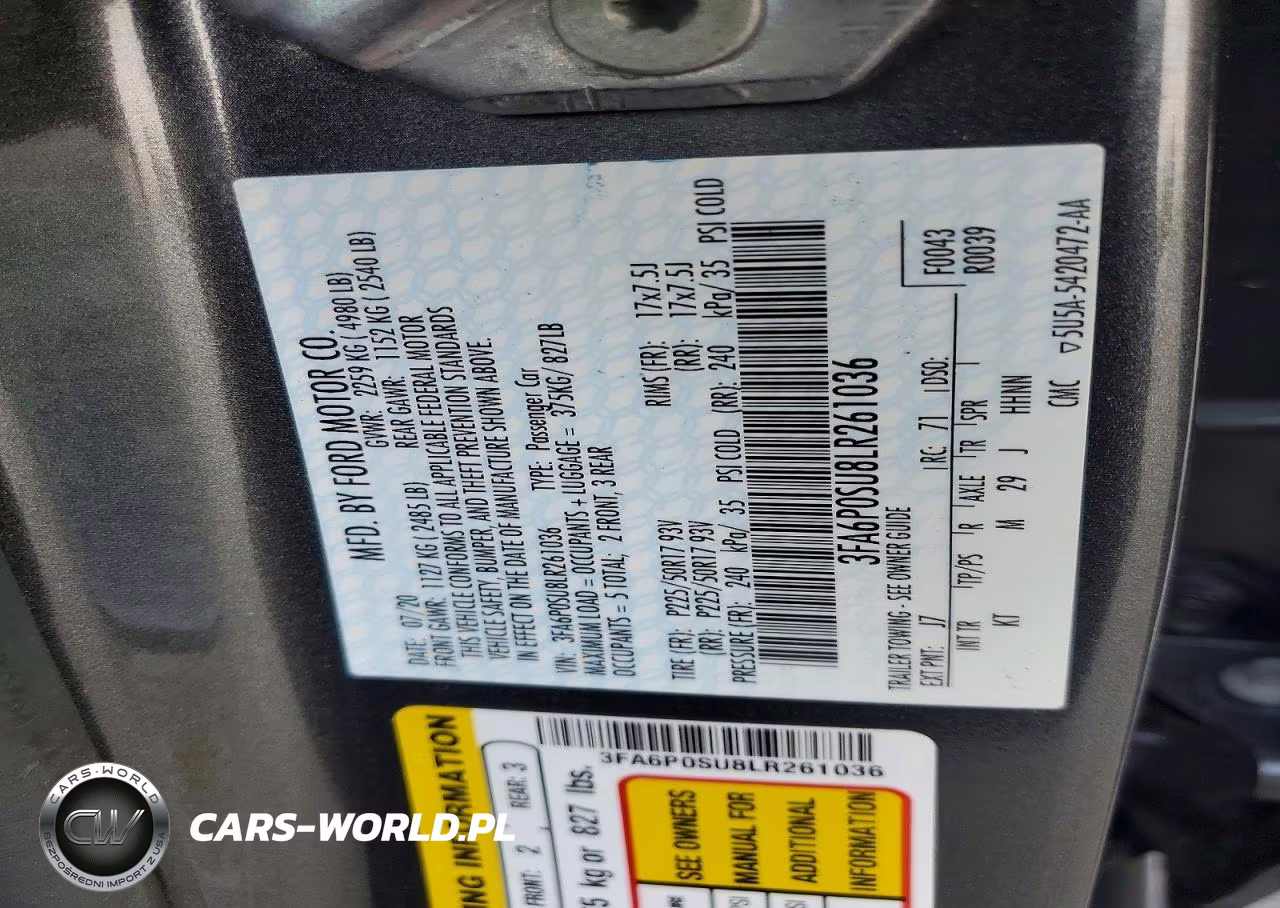 2020 Ford Fusion Titanium VIN:3FA6P0SU8LR261036 - 12