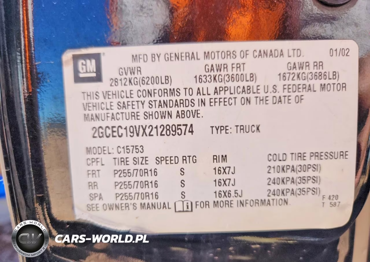 2002 Chevrolet Silverado C1500 VIN:2GCEC19VX21289574 - 12