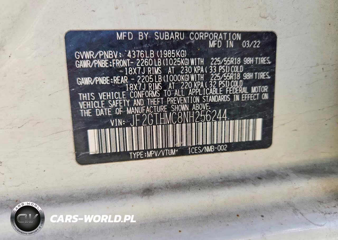 2022 Subaru Crosstrek Limited VIN:JF2GTHMC8NH256244 - 13