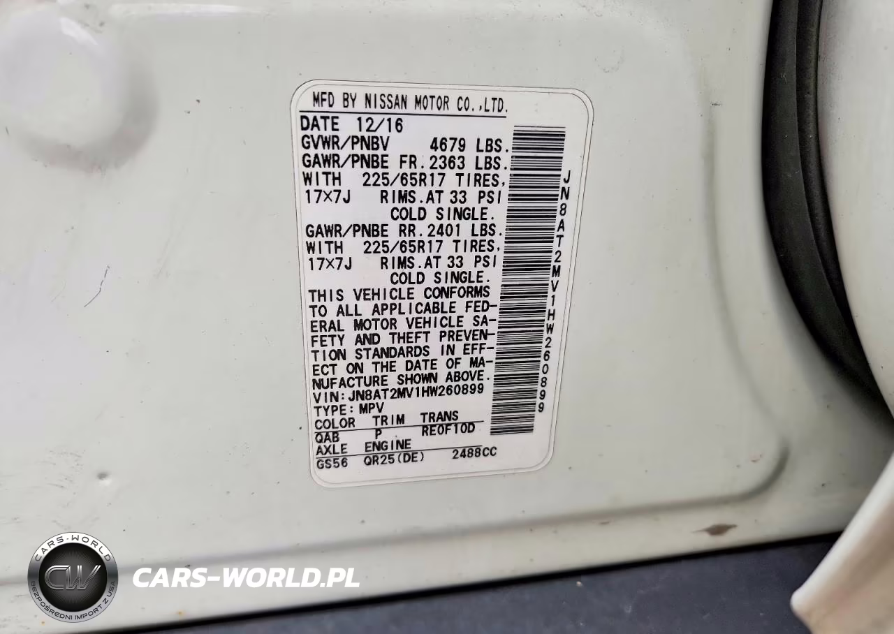2017 Nissan Rogue Sv VIN:JN8AT2MV1HW260899 - 12