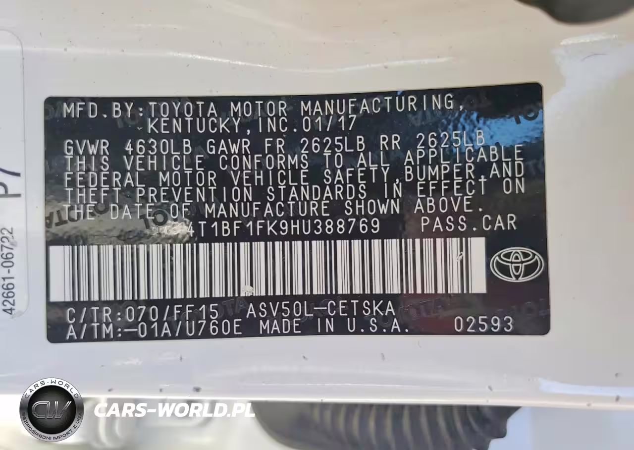2017 Toyota Camry Se VIN:4T1BF1FK9HU388769 - 12