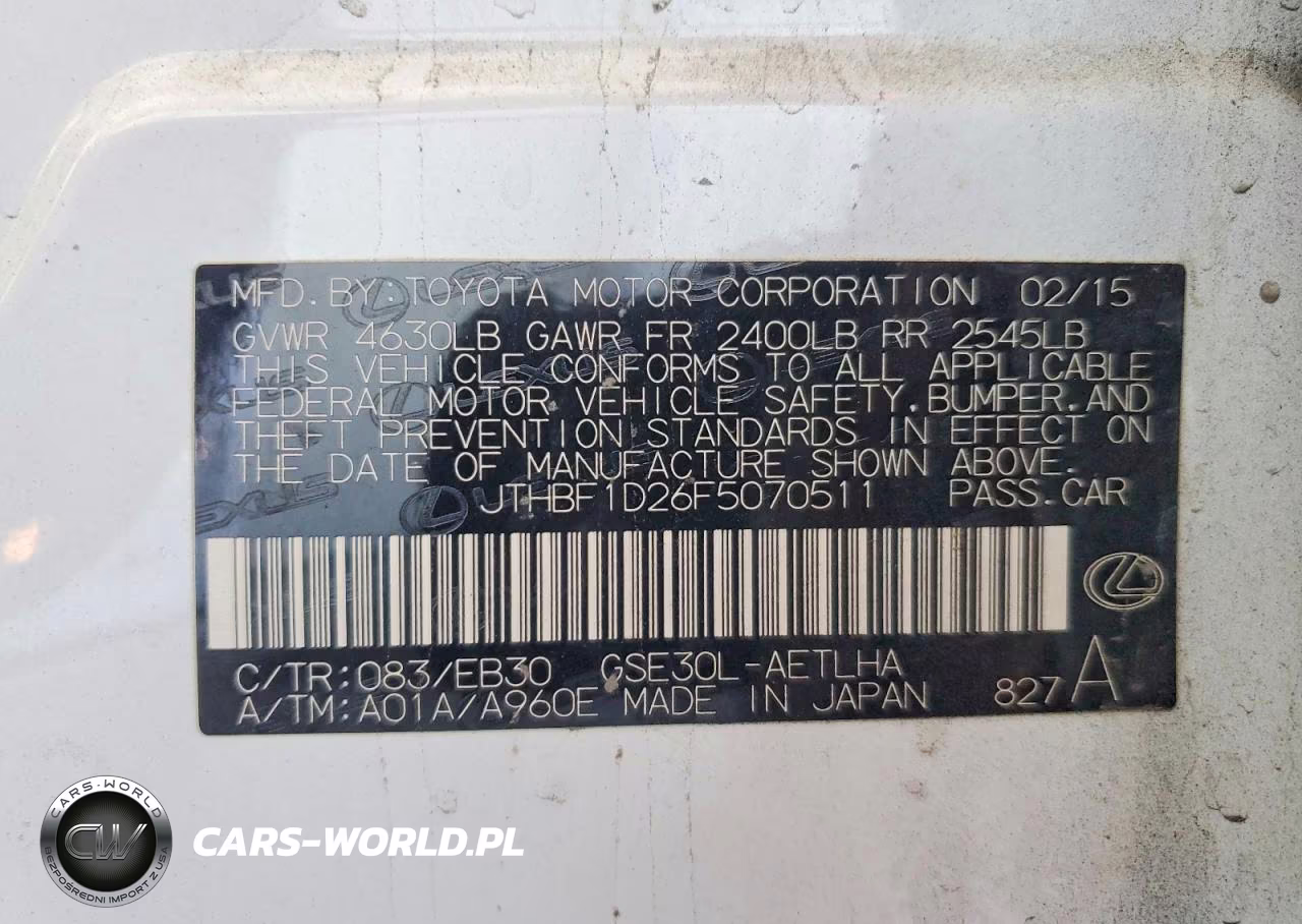 2015 Lexus Is 250 Base VIN:JTHBF1D26F5070511 - 13