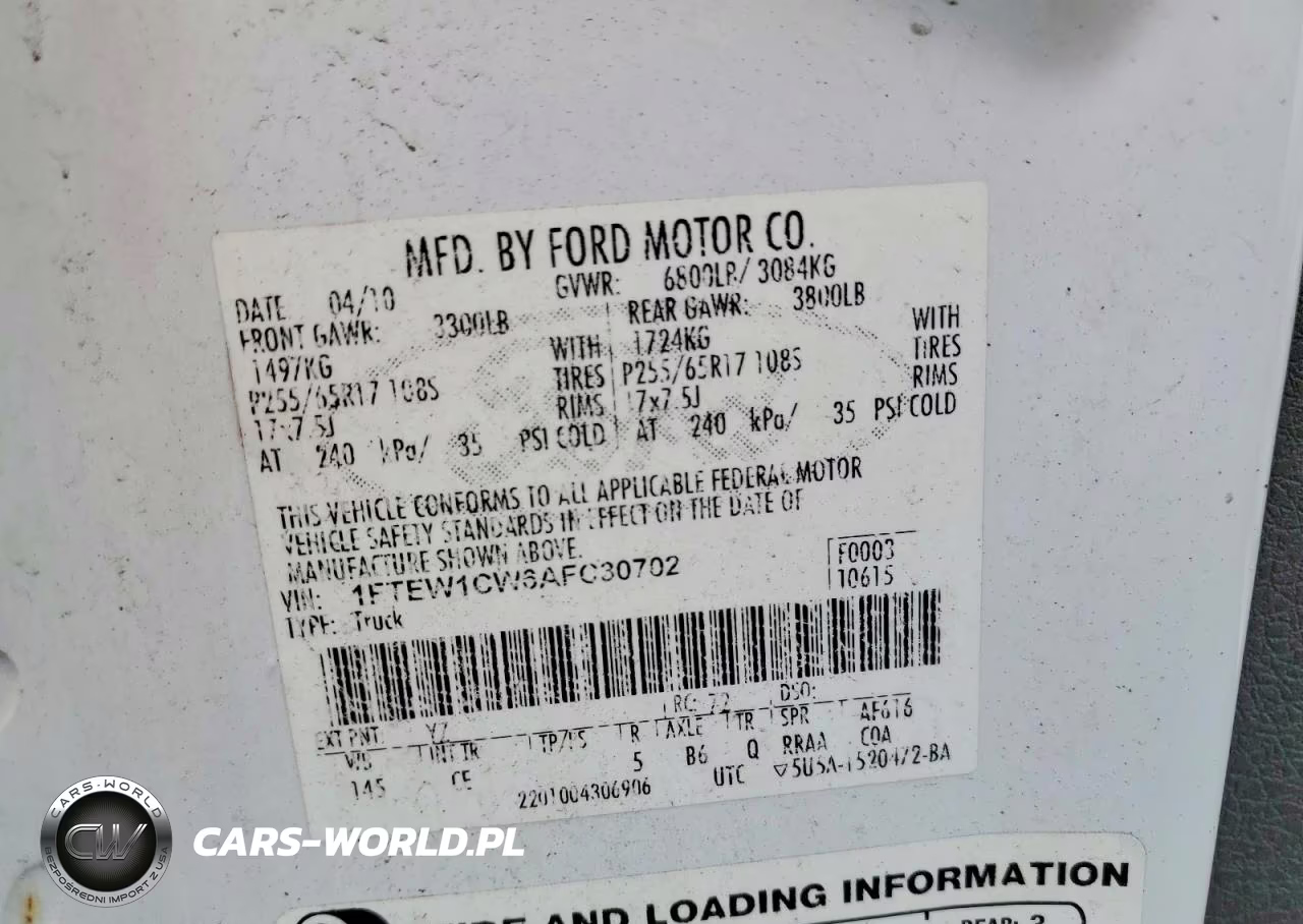2010 Ford F150 Supercrew VIN:1FTEW1CW6AFC30702 - 12