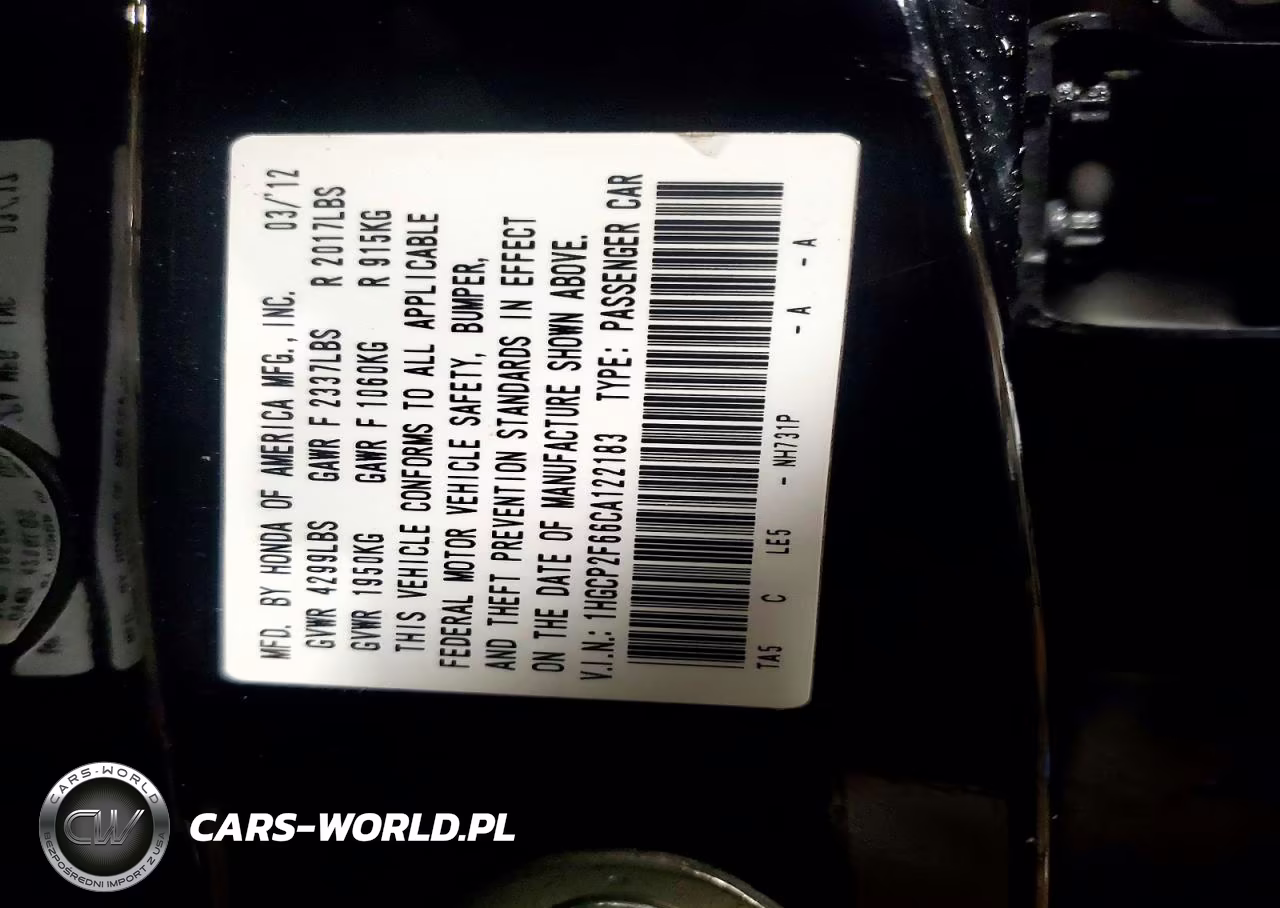 2012 Honda Accord Se VIN:1HGCP2F66CA122183 - 12