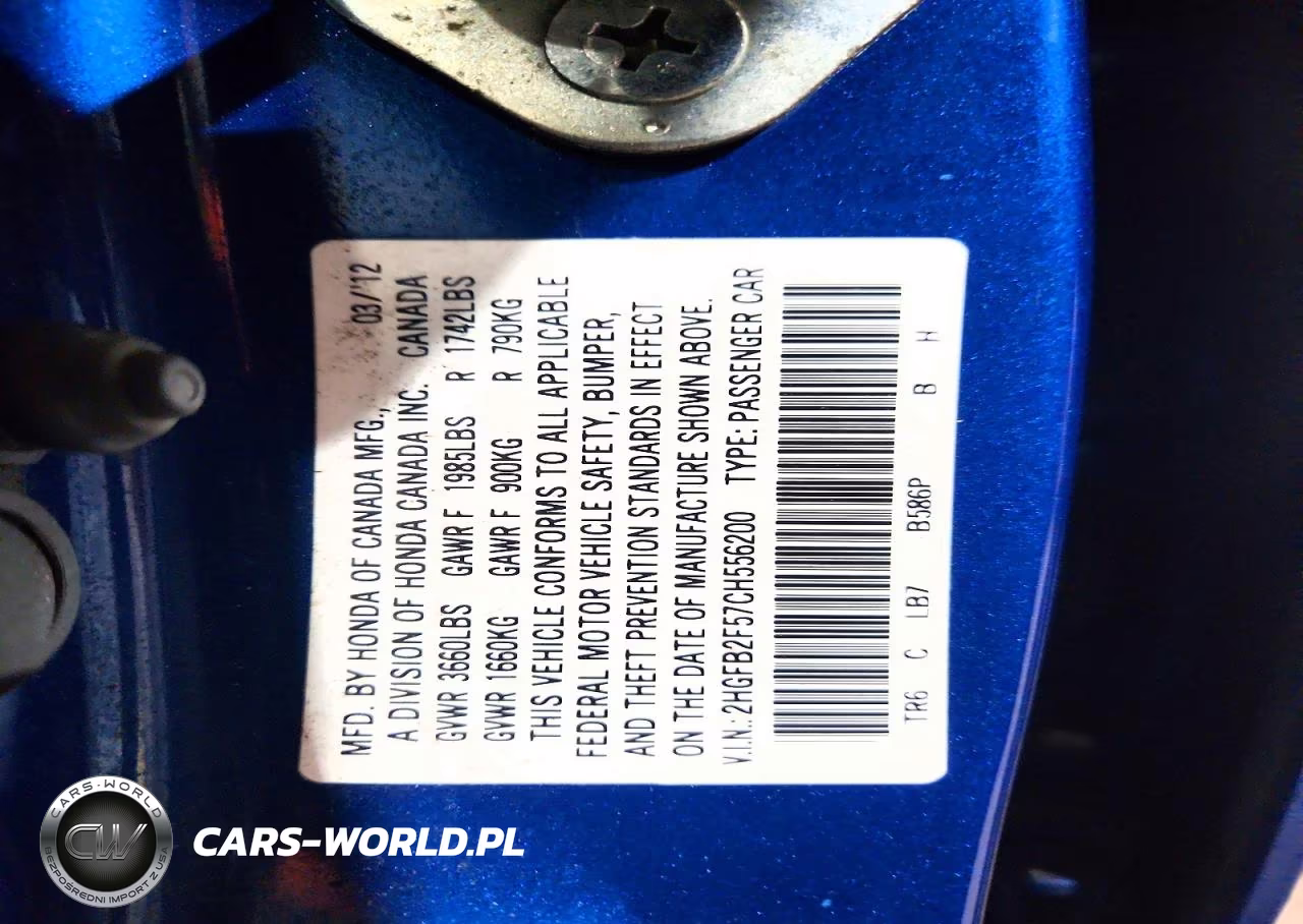 2012 Honda Civic Lx VIN:2HGFB2F57CH556200 - 12