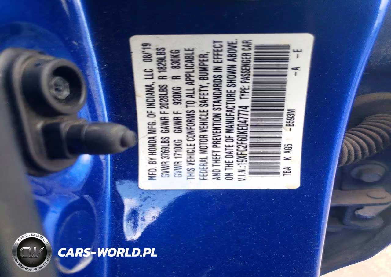 2019 Honda Civic Lx VIN:19XFC2F60KE047774 - 12
