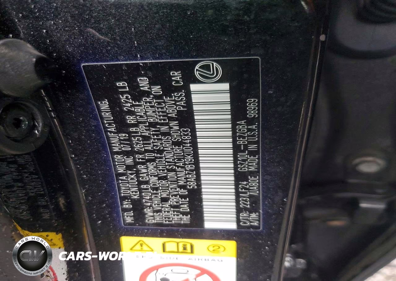 2019 Lexus Es 350 F Sport VIN:58ABZ1B19KU044833 - 13