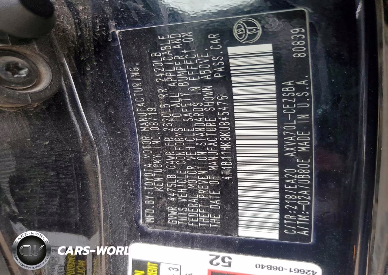 2019 Toyota Camry Se VIN:4T1B11HK8KU845476 - 12
