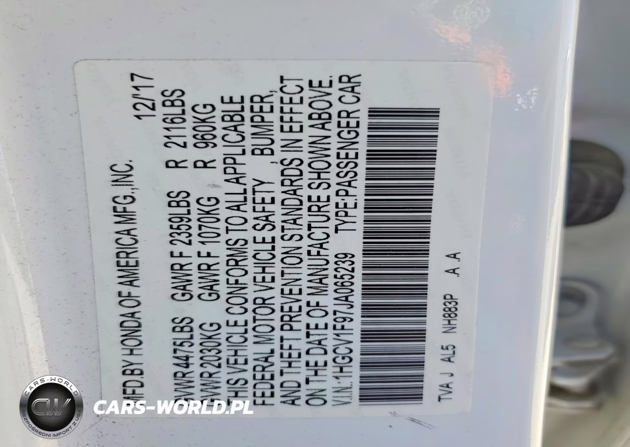 2018 Honda Accord Touring VIN:1HGCV1F97JA065239 - 13