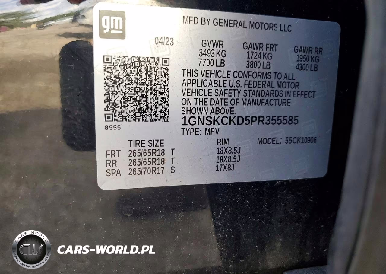 2023 Chevrolet Suburban K1500 Lt VIN:1GNSKCKD5PR355585 - 13