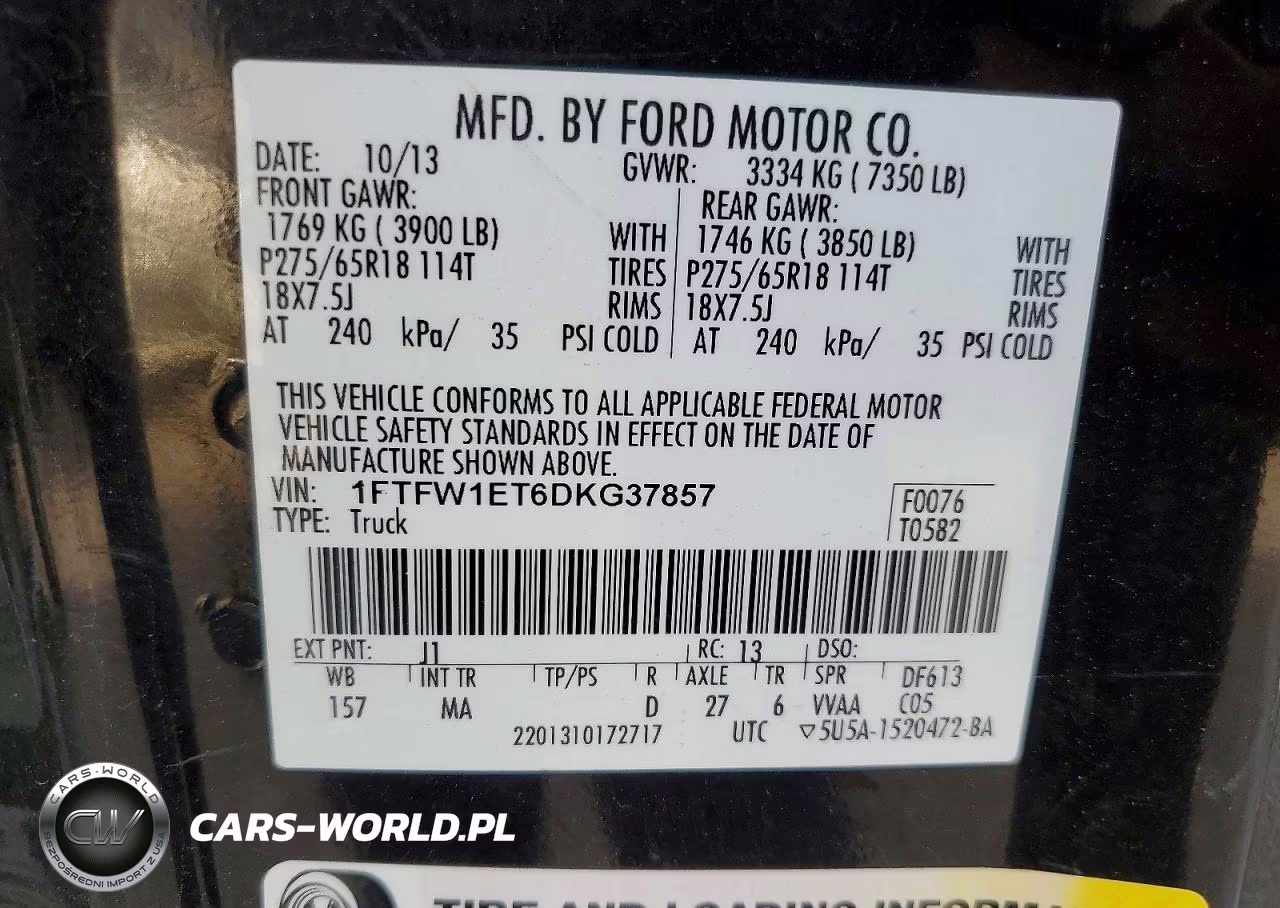 2013 Ford F150 Supercrew VIN:1FTFW1ET6DKG37857 - 12