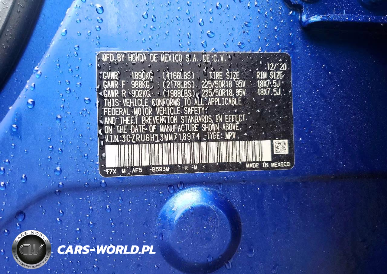 2021 Honda Hr-V Sport VIN:3CZRU6H13MM718974 - 12