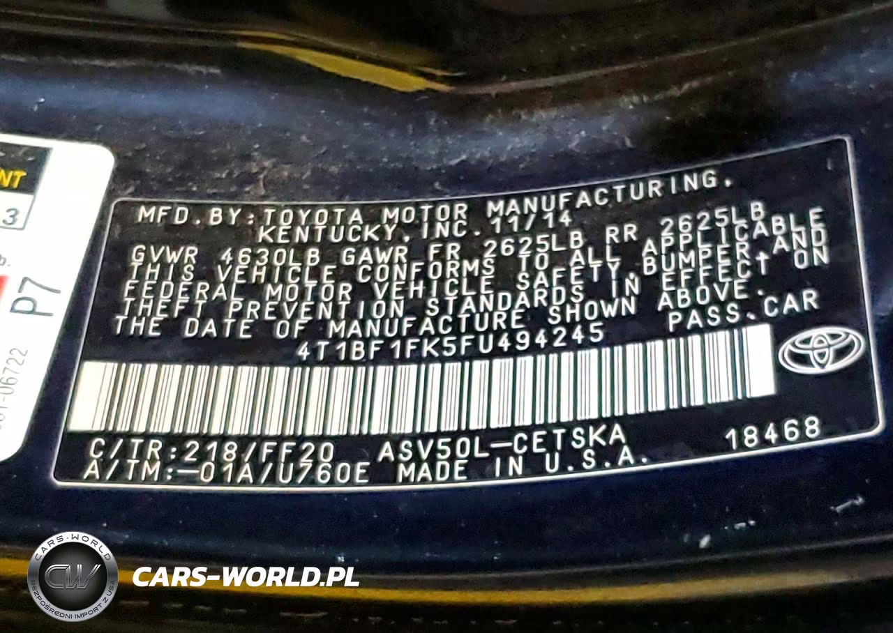 2015 Toyota Camry Se VIN:4T1BF1FK5FU494245 - 12