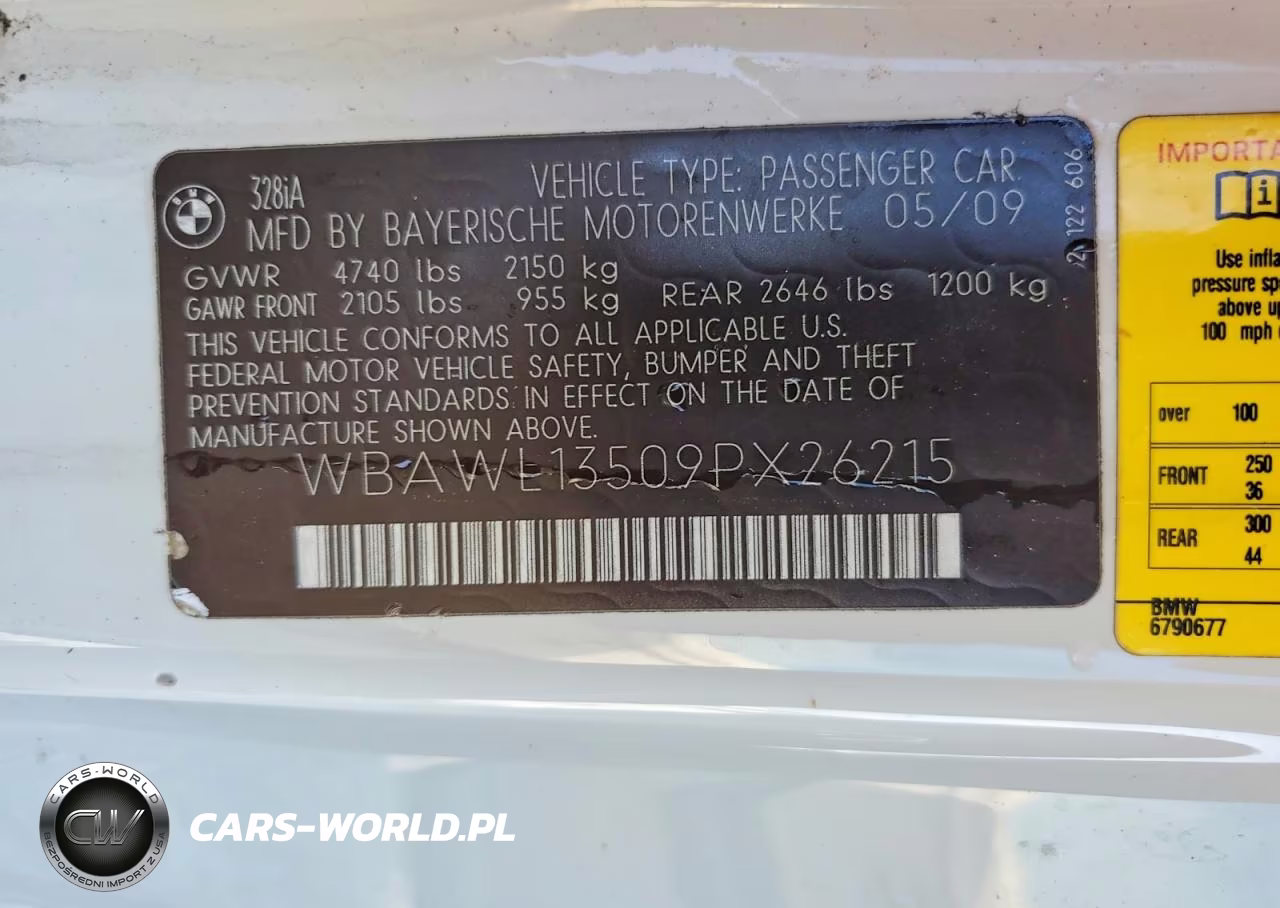2009 BMW 328 I VIN:WBAWL13509PX26215 - 12