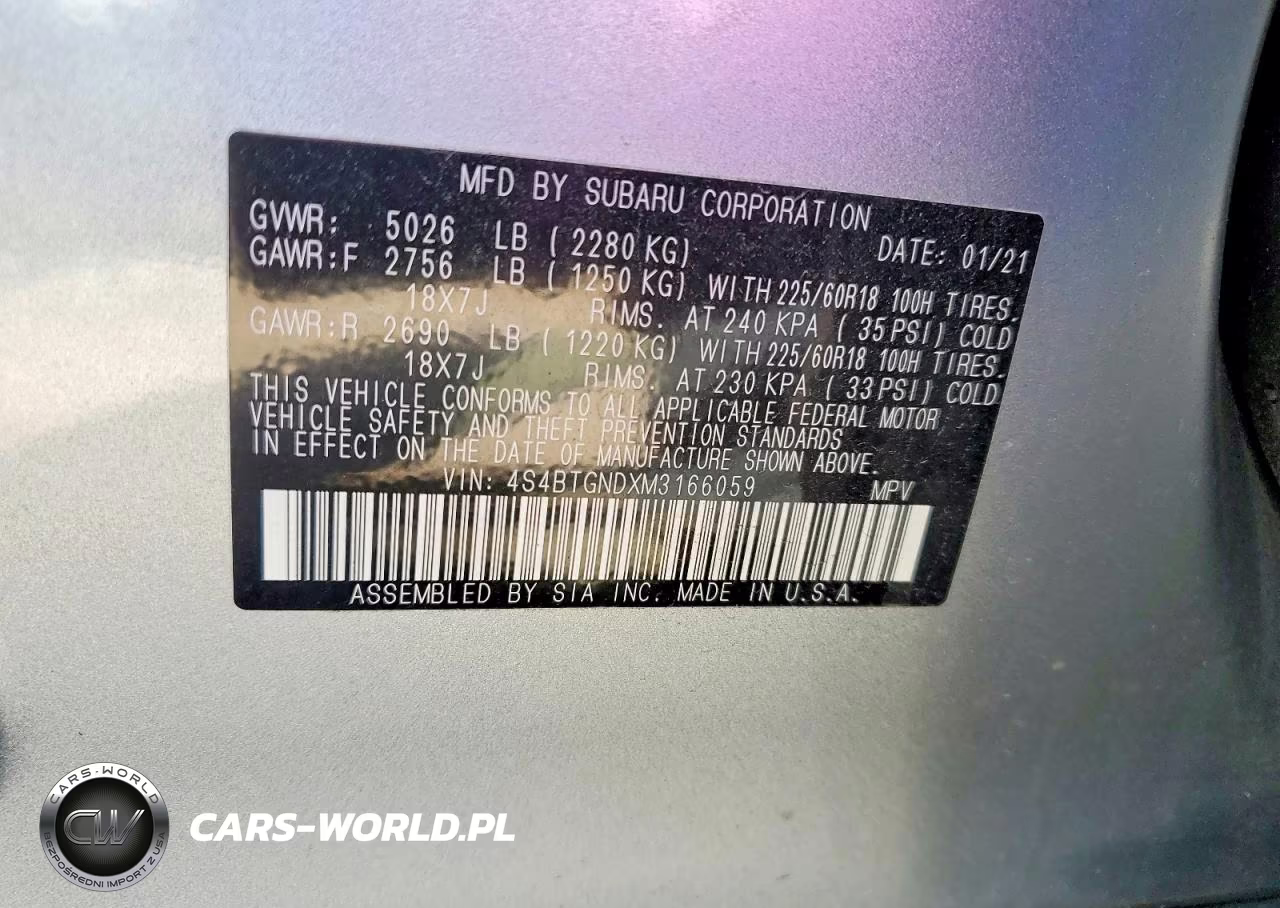 2021 Subaru Outback Limited Xt VIN:4S4BTGNDXM3166059 - 12