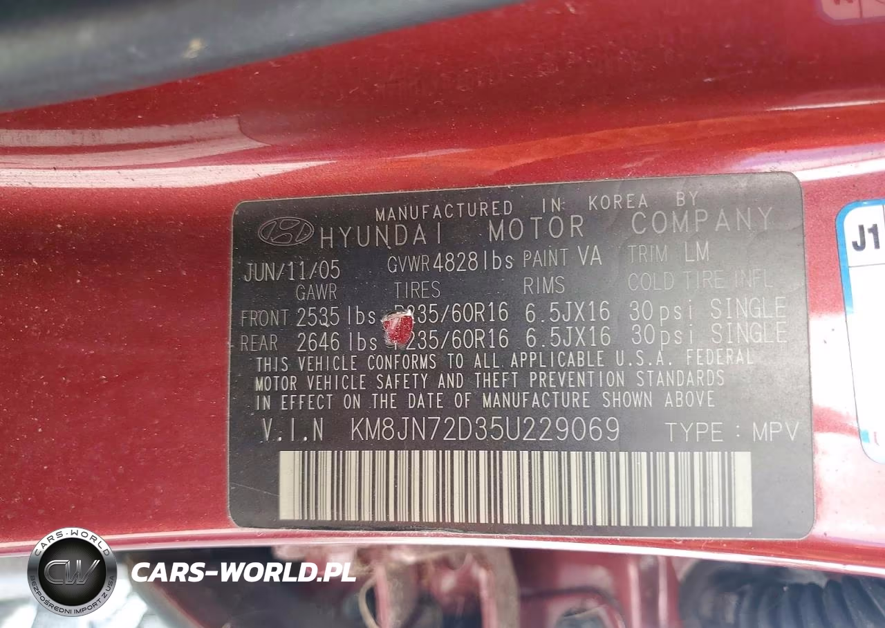 2005 Hyundai Tucson Gls VIN:KM8JN72D35U229069 - 12