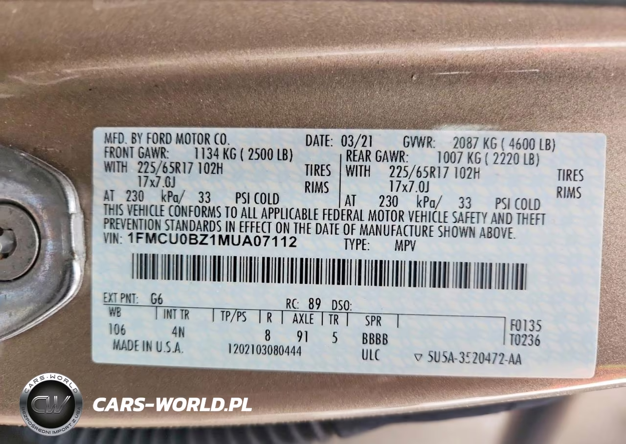 2021 Ford Escape Se VIN:1FMCU0BZ1MUA07112 - 12