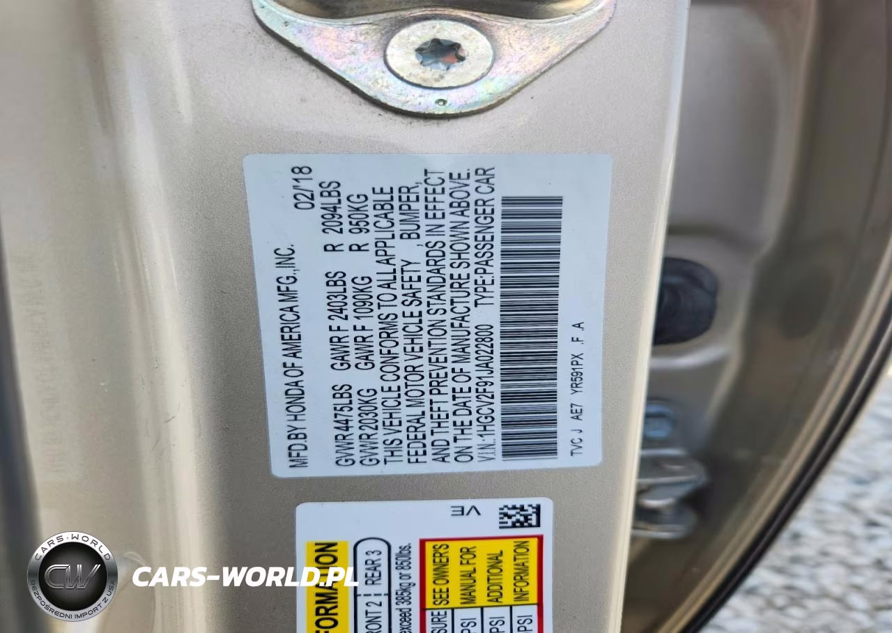2018 Honda Accord Touring VIN:1HGCV2F91JA022800 - 12