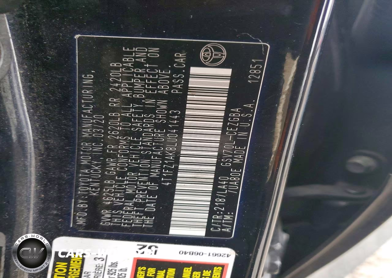 2020 Toyota Camry Xle V6 VIN:4T1FZ1AK8LU041443 - 12