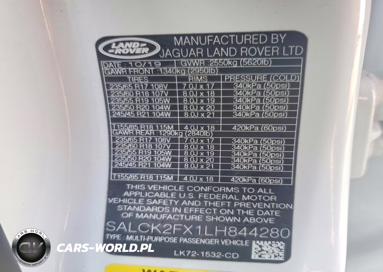 2020 Landau Boat Co Discovery Sport VIN:SALCK2FX1LH844280 - 14