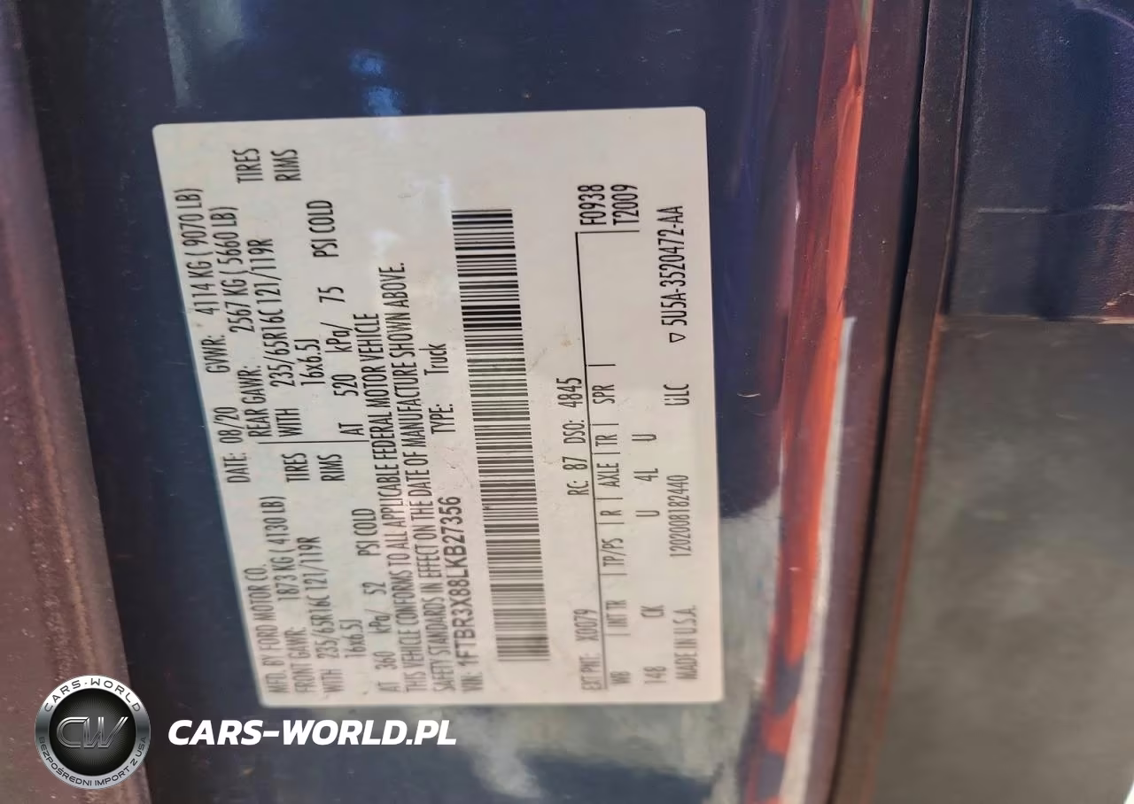 2020 Ford Transit Delivery Van VIN:1FTBR3X88LKB27356 - 12