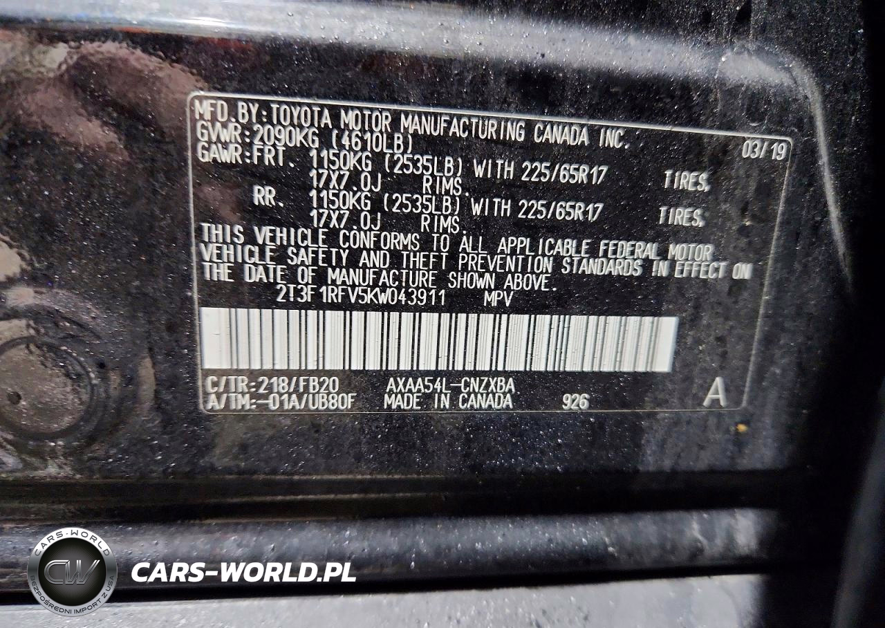 2019 Toyota Rav4 Le VIN:2T3F1RFV5KW043911 - 14