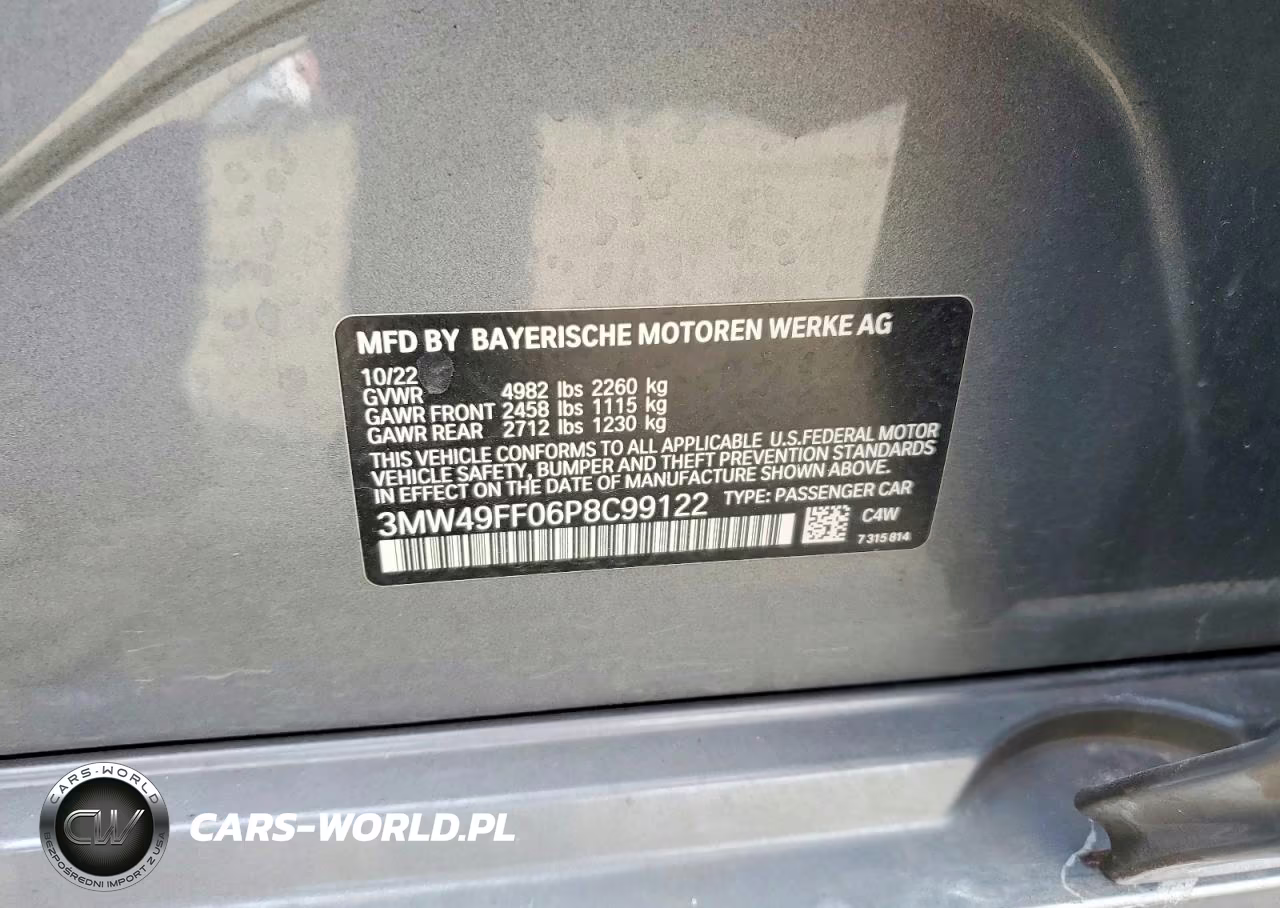 2023 BMW M340Xi VIN:3MW49FF06P8C99122 - 12