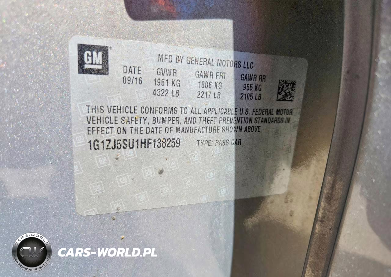 2017 Chevrolet Malibu Hybrid VIN:1G1ZJ5SU1HF138259 - 12