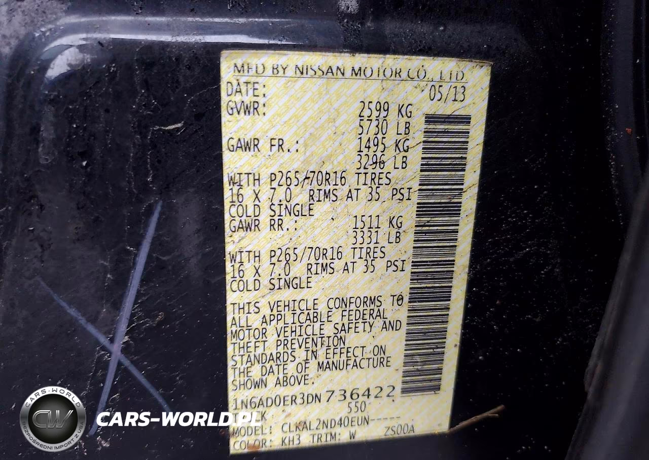 NISSAN FRONTIER S VIN:1N6AD0ER3DN736422 - 12