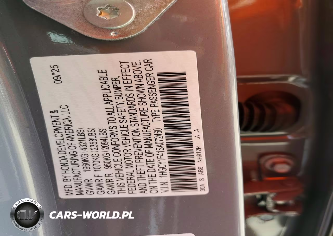 2025 Honda Accord Se VIN:1HGCY1F41SA072460 - 12