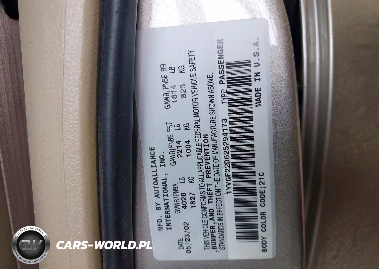 2002 Mazda 626 Es VIN:1YVGF22D625294173 - 13