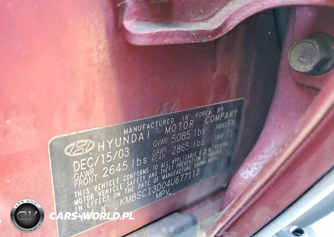2004 Hyundai Santa Fe VIN:KM8SC13D04U677113 - 13