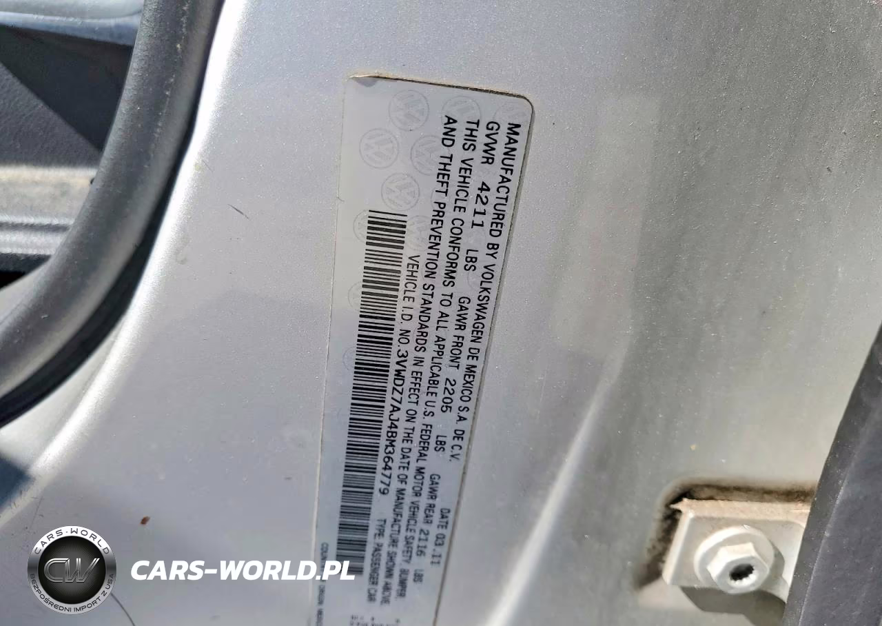 2011 Volkswagen Jetta Se VIN:3VWDZ7AJ4BM364779 - 12