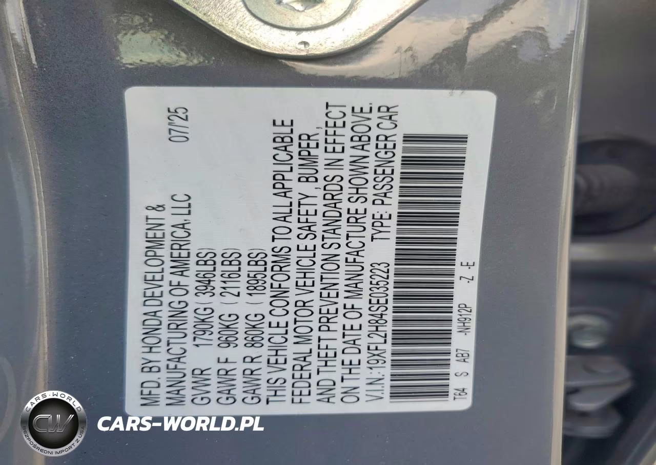 2025 Honda Civic Sport VIN:19XFL2H84SE035223 - 13