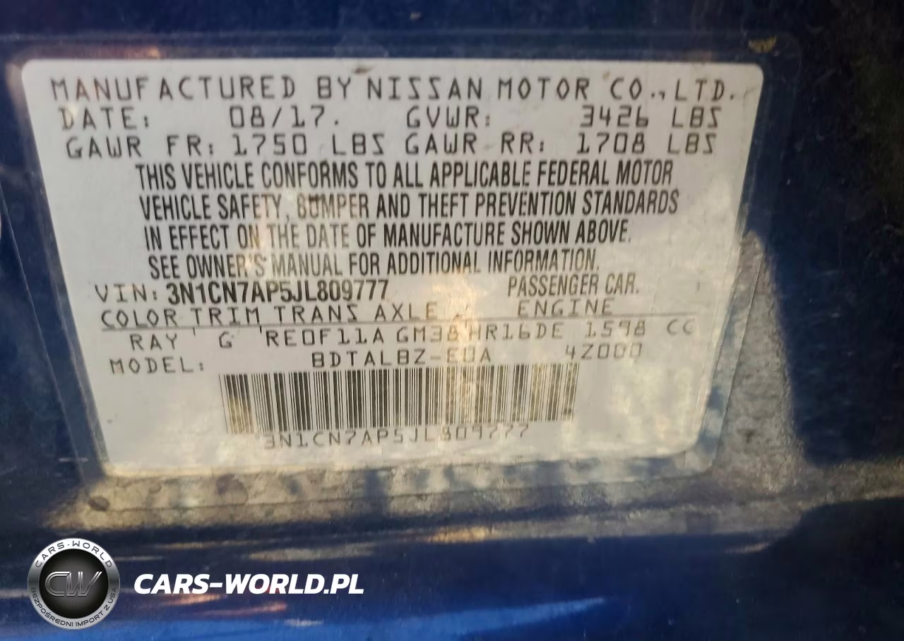 2018 Nissan Versa Sv VIN:3N1CN7AP5JL809777 - 13