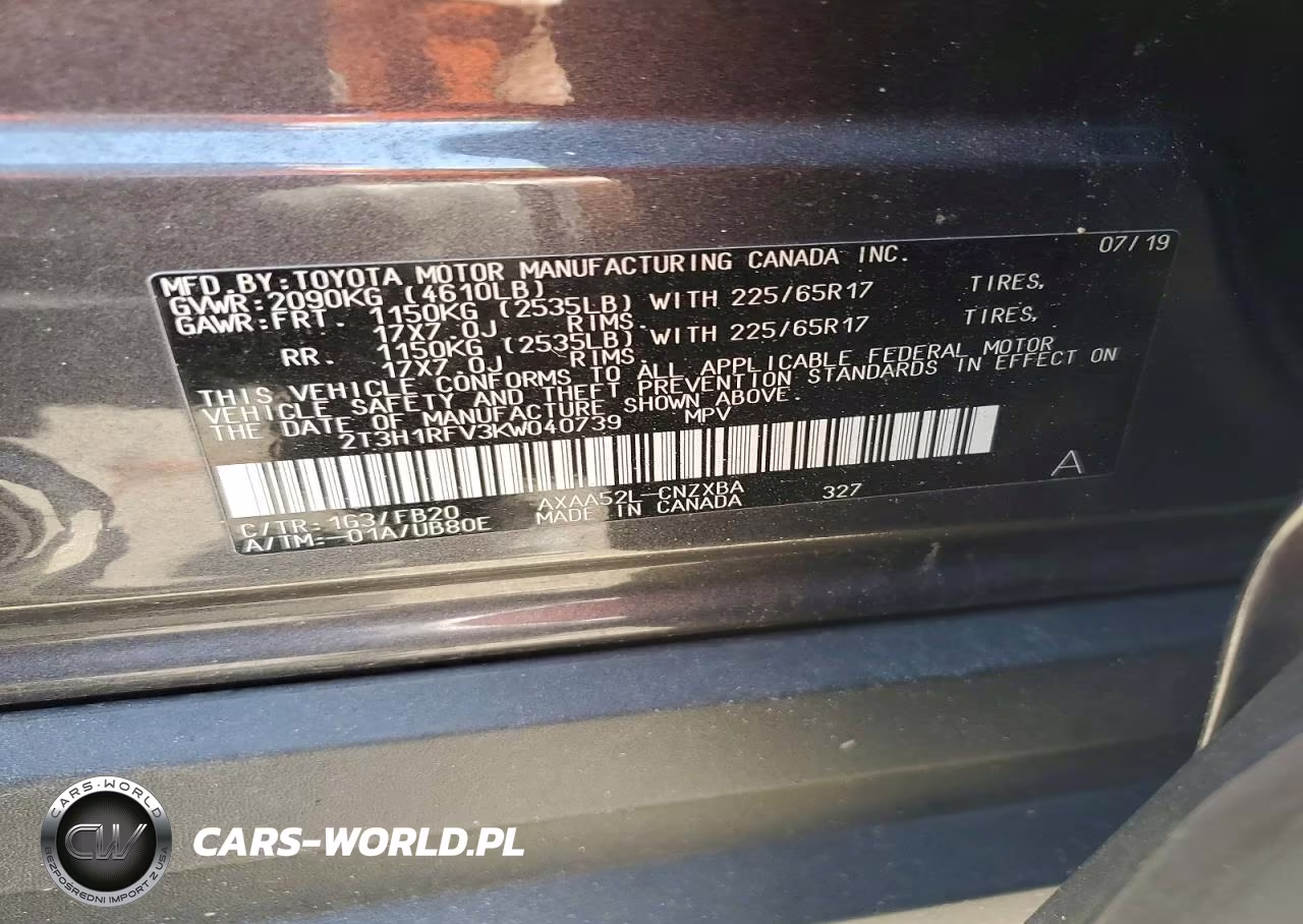 2019 Toyota Rav4 Le VIN:2T3H1RFV3KW040739 - 13