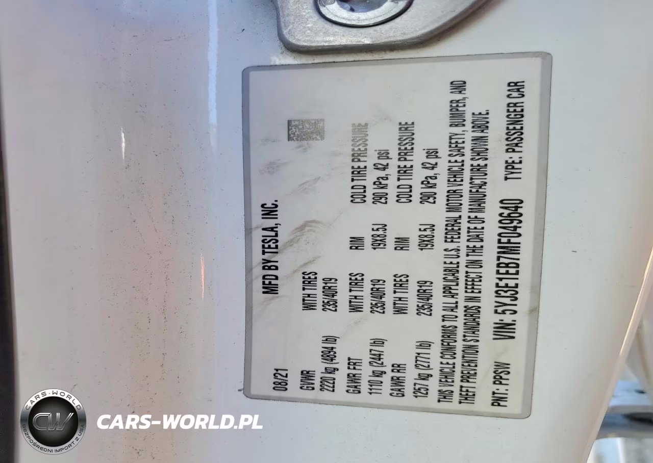 2021 Tesla Model 3 VIN:5YJ3E1EB7MF049640 - 12