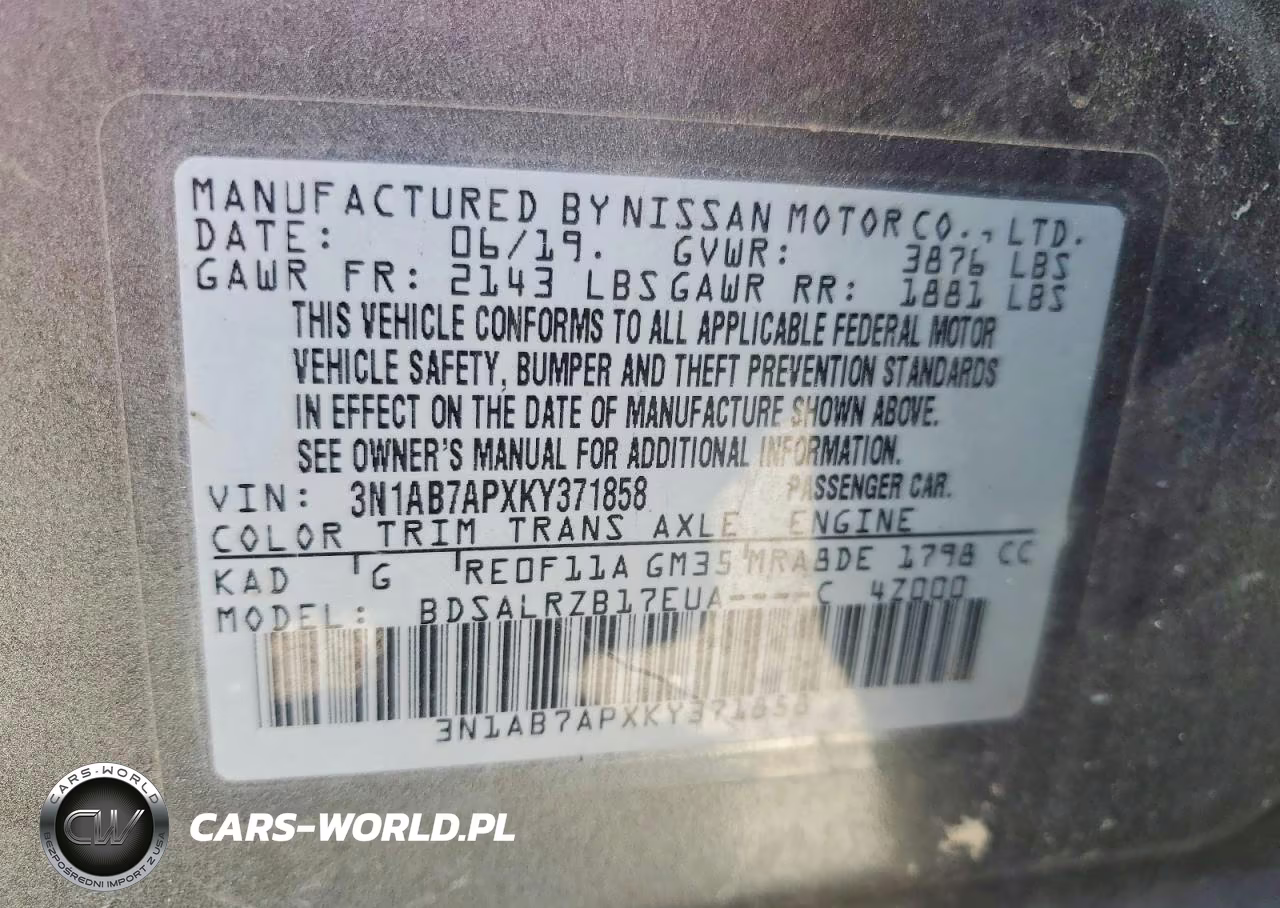 2019 Nissan Sentra VIN:3N1AB7APXKY371858 - 12