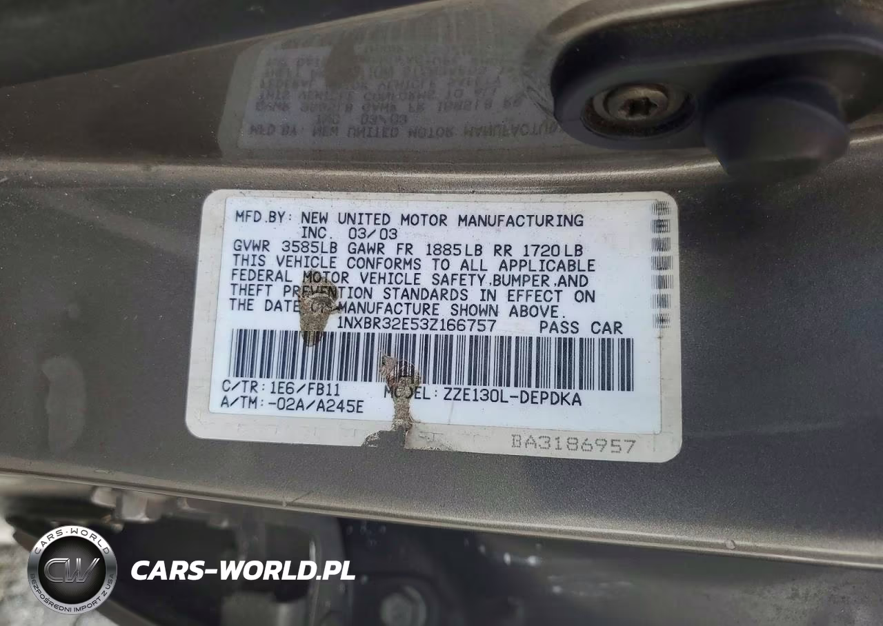 2003 Toyota Corolla Ce VIN:1NXBR32E53Z166757 - 12