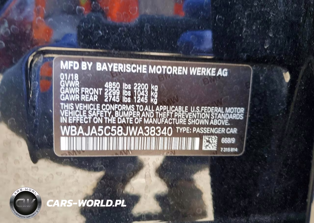 2018 BMW 530 VIN:WBAJA5C58JWA38340 - 12