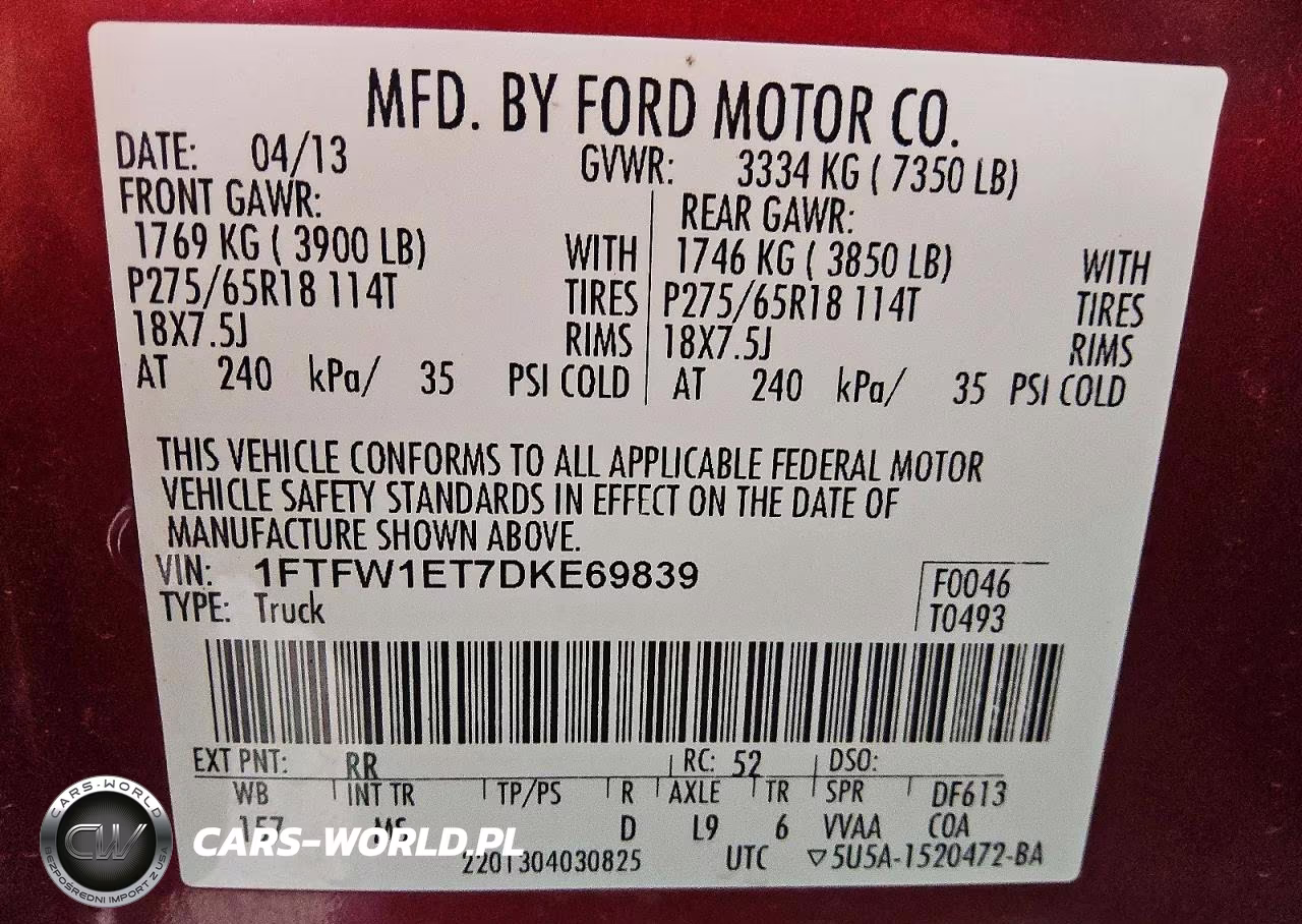 2013 Ford F150 Supercrew VIN:1FTFW1ET7DKE69839 - 14